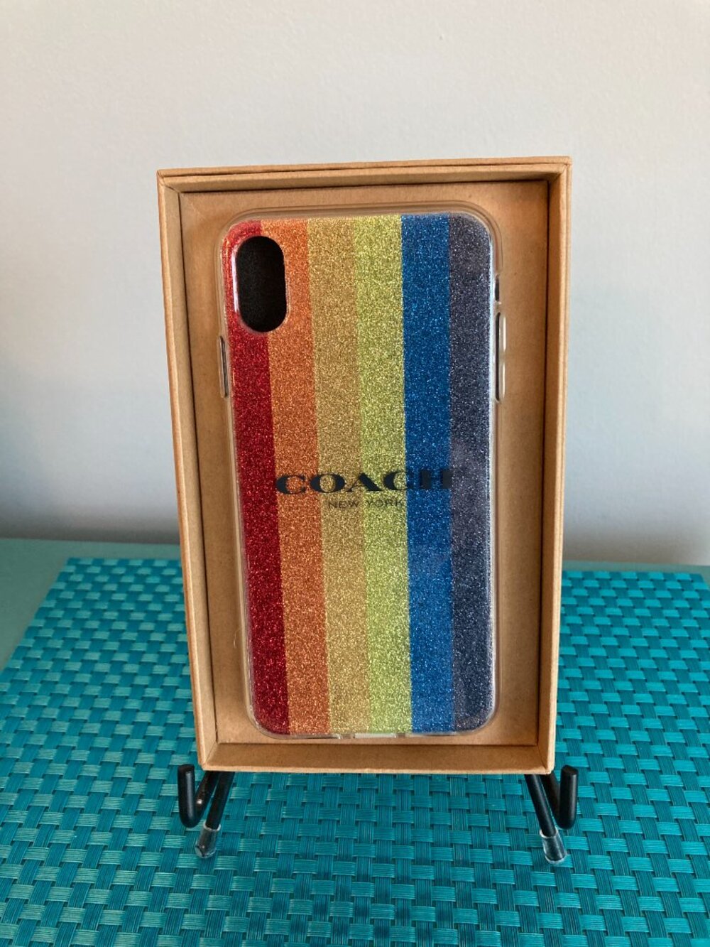 NWT - COACH Glitter Rainbow Stripe iPhone Case - Multicolor